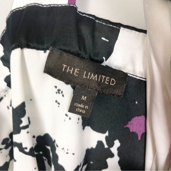 THE LIMITED | Silk One Strap Abstract Print White Black Purple Women’s Size M - Picture 4 of 6